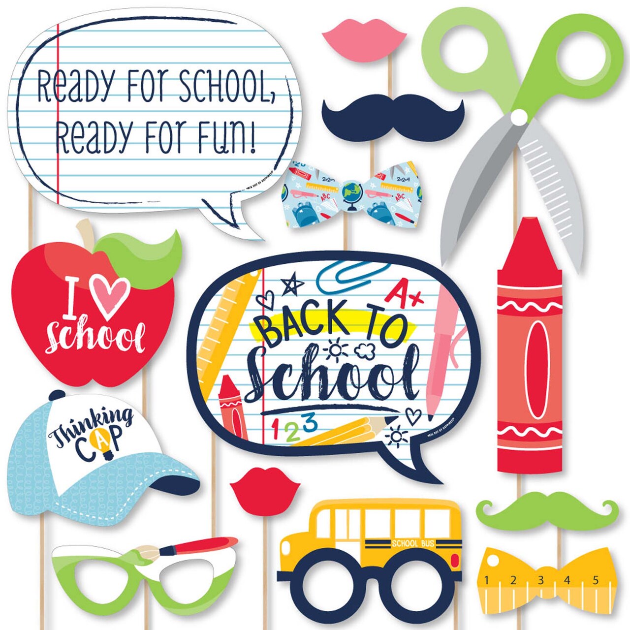 Big Dot of Happiness Back to School - First Day of School Classroom  Decorations and Photo Booth Props Kit - 20 Count